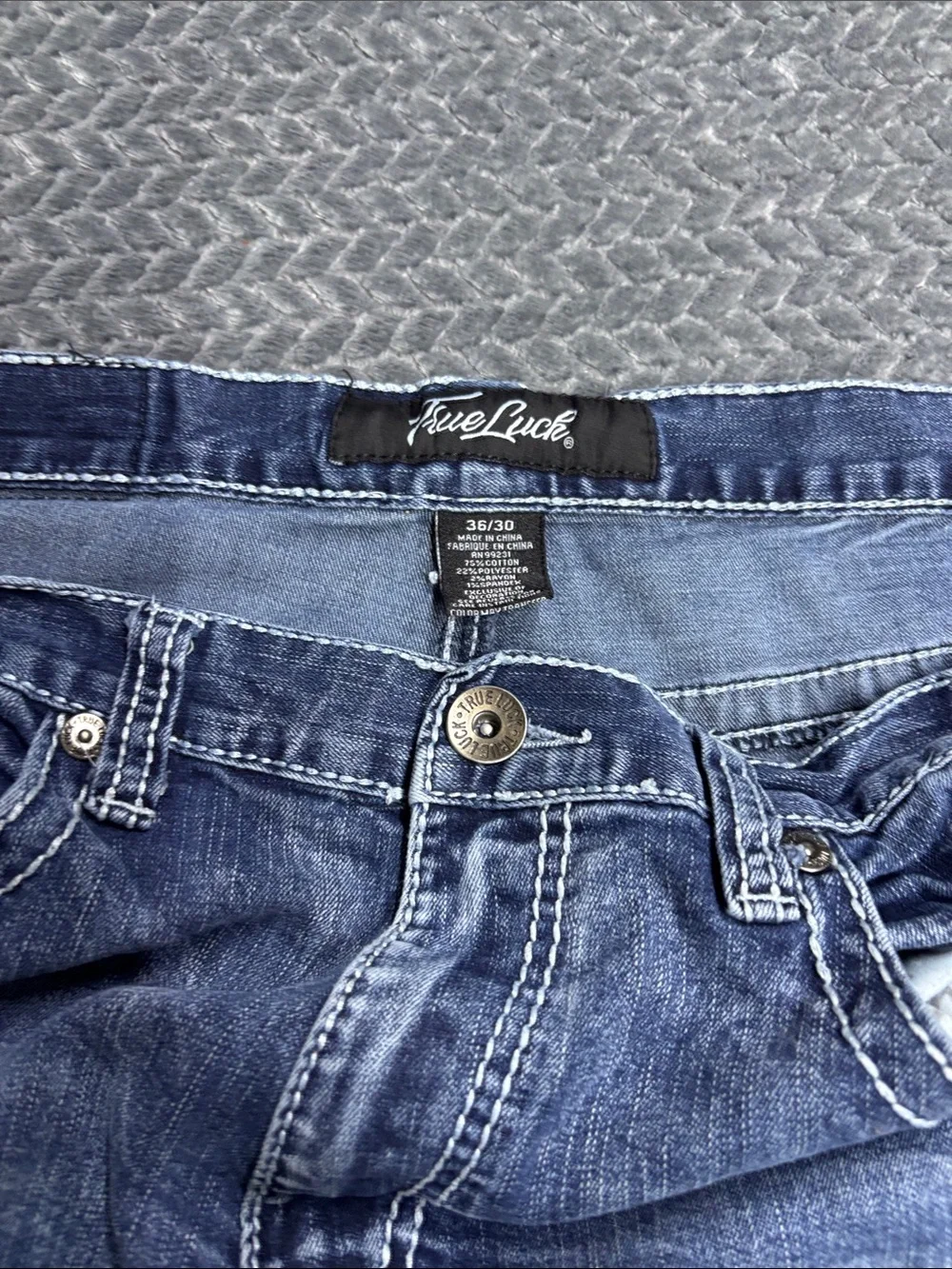 True Luck Straight-Leg Washed Blue Men's Jeans 36x30